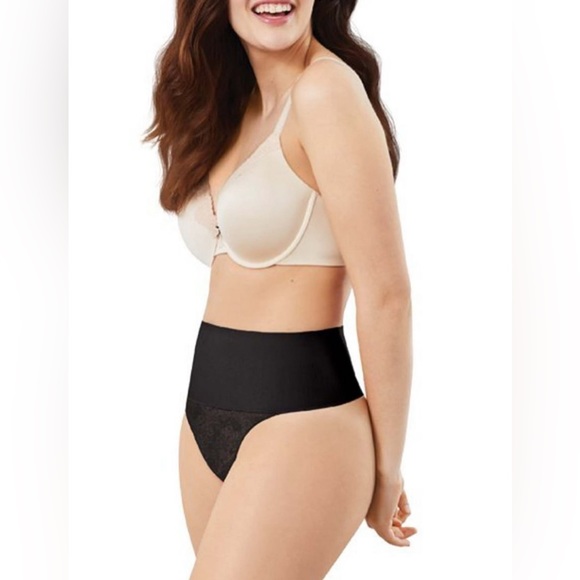 Maidenform | Flexees Women's Tame Your Tummy Lace Shaping Thong Style | 3X Black - Picture 1 of 4